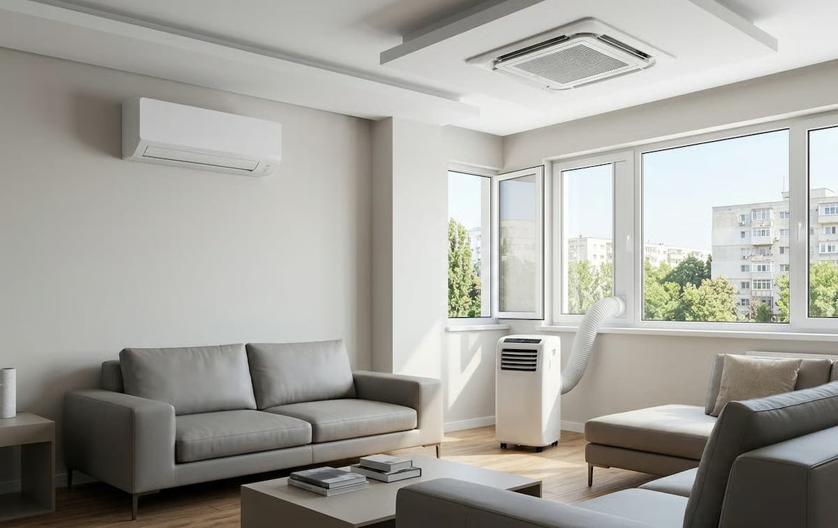 Tehnologie și Inovații Tot ce trebuie să știi despre tipurile de aparate și sisteme de aer condiționat: de la aparate AC simple, fixe, la cele multisplit sau mobile - ecoclimatech.ro